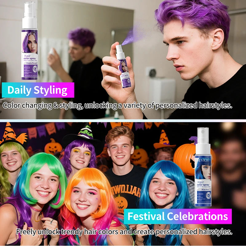 New Hair Color Spray Temporary Diy Hair Dye Spray Halloween Party Costume Instant Hair Styling Spray Disposable Hair Tools 30ml