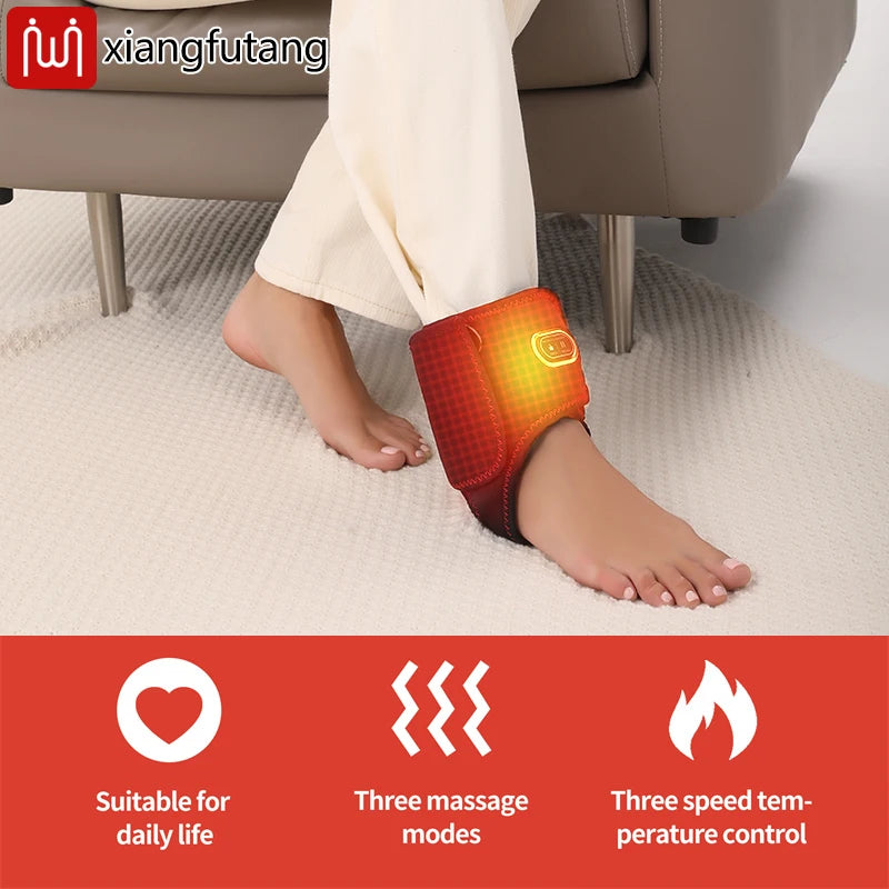 Ankle Massager with Heat Vibratio For Recover Relief Muscle Pain Sports Injuries Joint Warmth Adjustable Brace USB