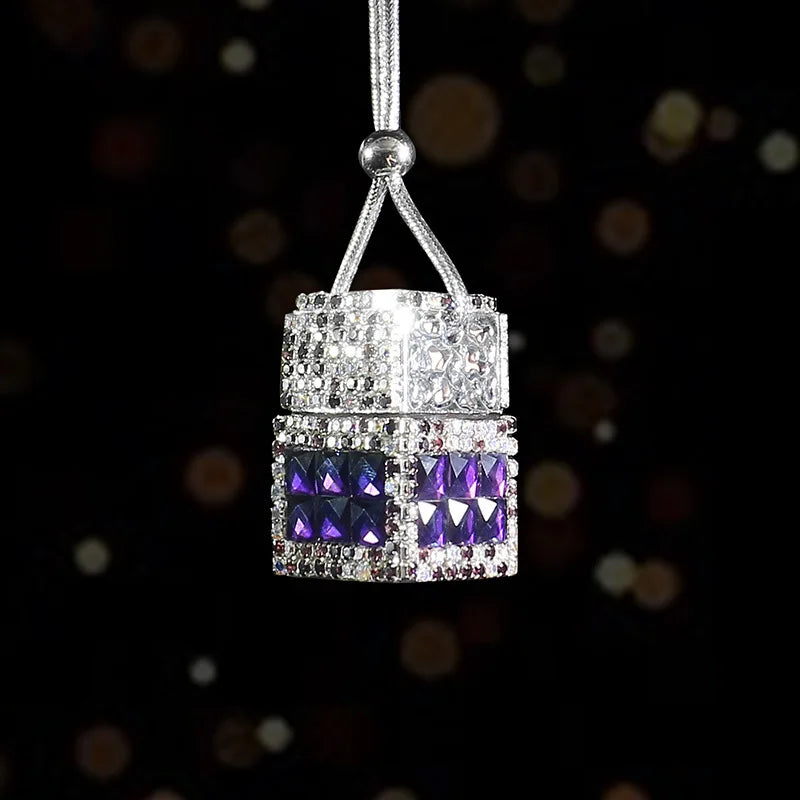 New Car Hanging Air Freshener Empty Glass Bottle Perfume Rearview Mirror Ornament Car Stuff Bling Car Accessories for Woman