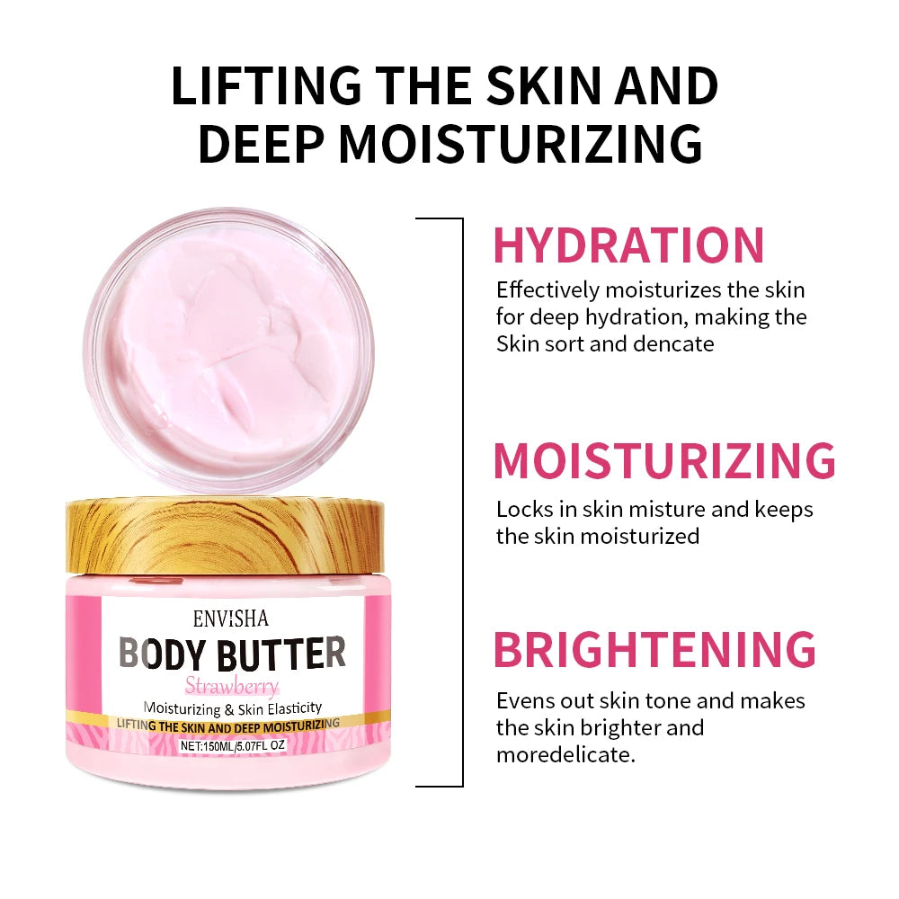 Skin Care Strawberry Face Body Butter Lotion Cream Whitening Deeply Moisturizing Brightening Remove Melanin Elasticity Lifting