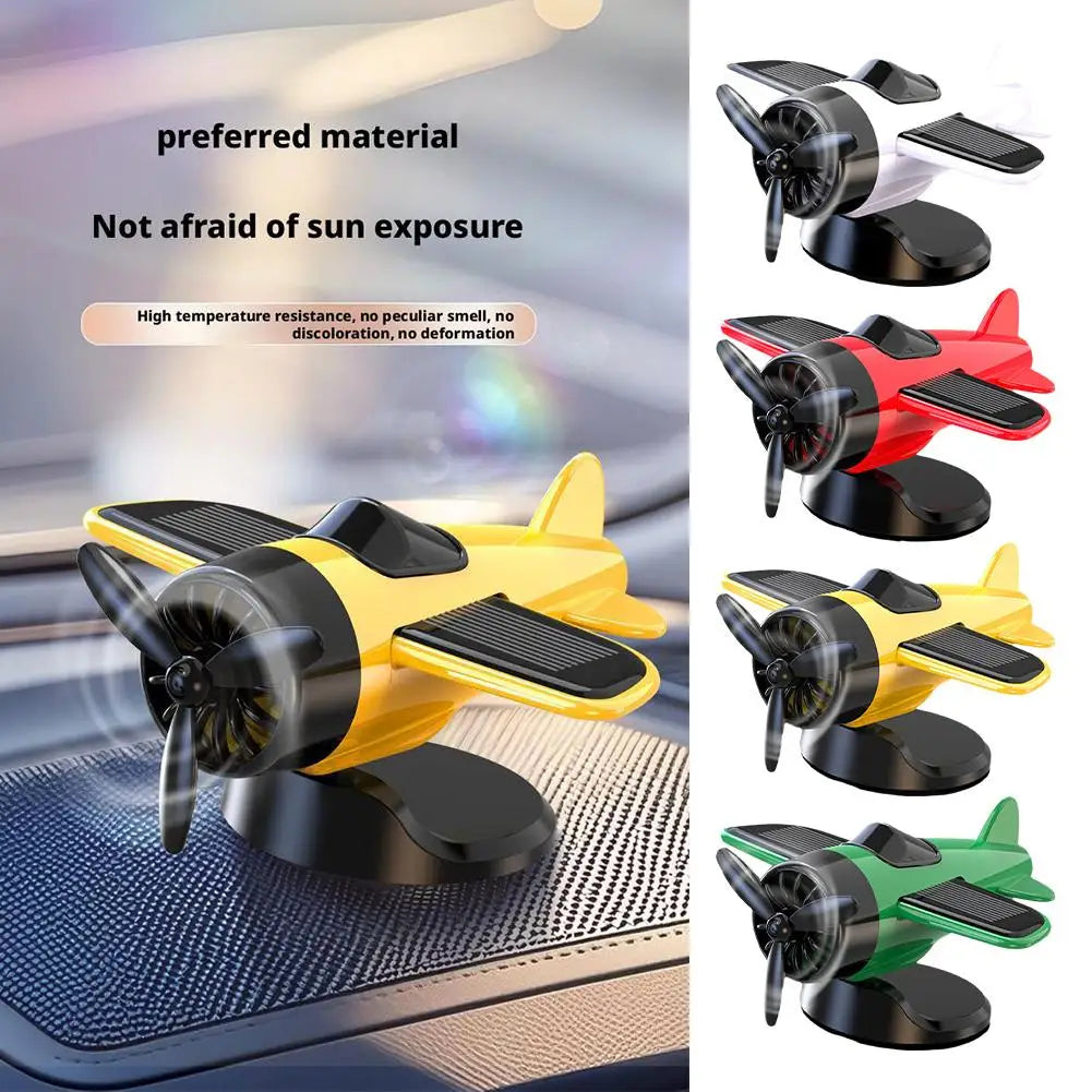 Car Air Freshener Creative Solar Powered Rotating Airplane Ornament Flavoring Fragrance Decoration Car Interior Accessories