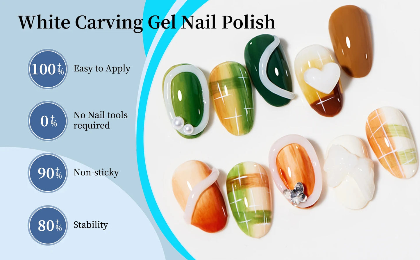 RSNAIL 5g Solid Carved Gel Nail Polish Non Stick Hand Molding Gel Soak Off UV/LED Nail Art Clear White 3D Scupting Extension Gel