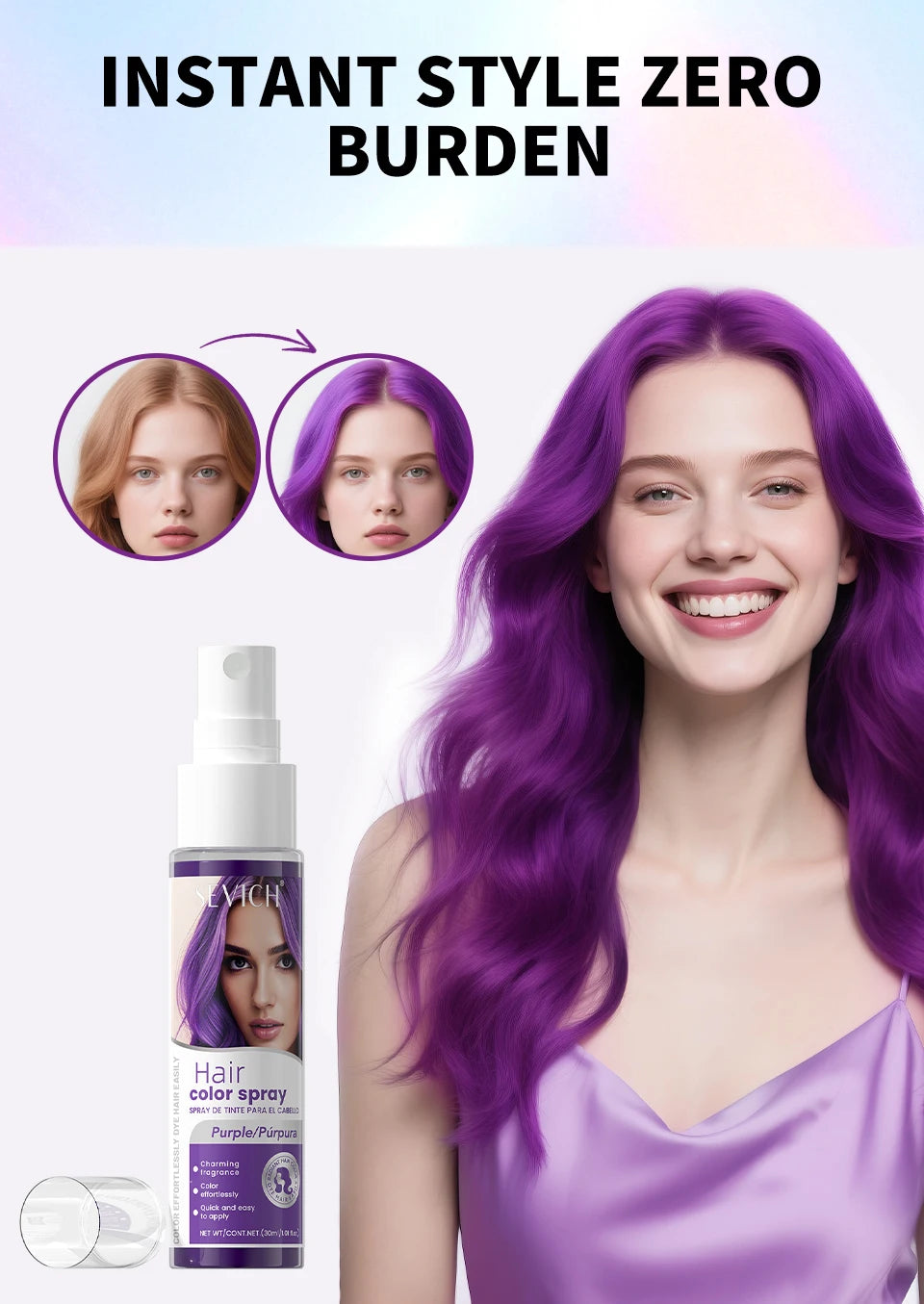 New Hair Color Spray Temporary Diy Hair Dye Spray Halloween Party Costume Instant Hair Styling Spray Disposable Hair Tools 30ml