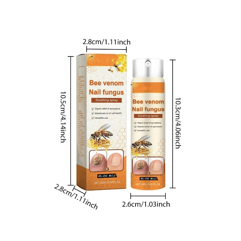 Bee Venom Nail Soothing Spray Nail Growth Spray Bee Venom Nail Treatment Cleaning Spray for Hand Foot Nails Hongos Uñas Pies