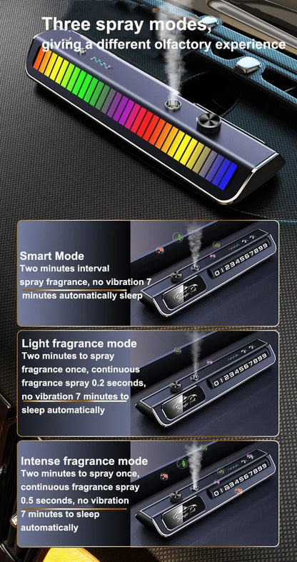 Car Air Freshener Multifunction RGB Music Pick-Up Car Perfume USB Rechargeable Automotive Smell Parking Phone License Plate Cool