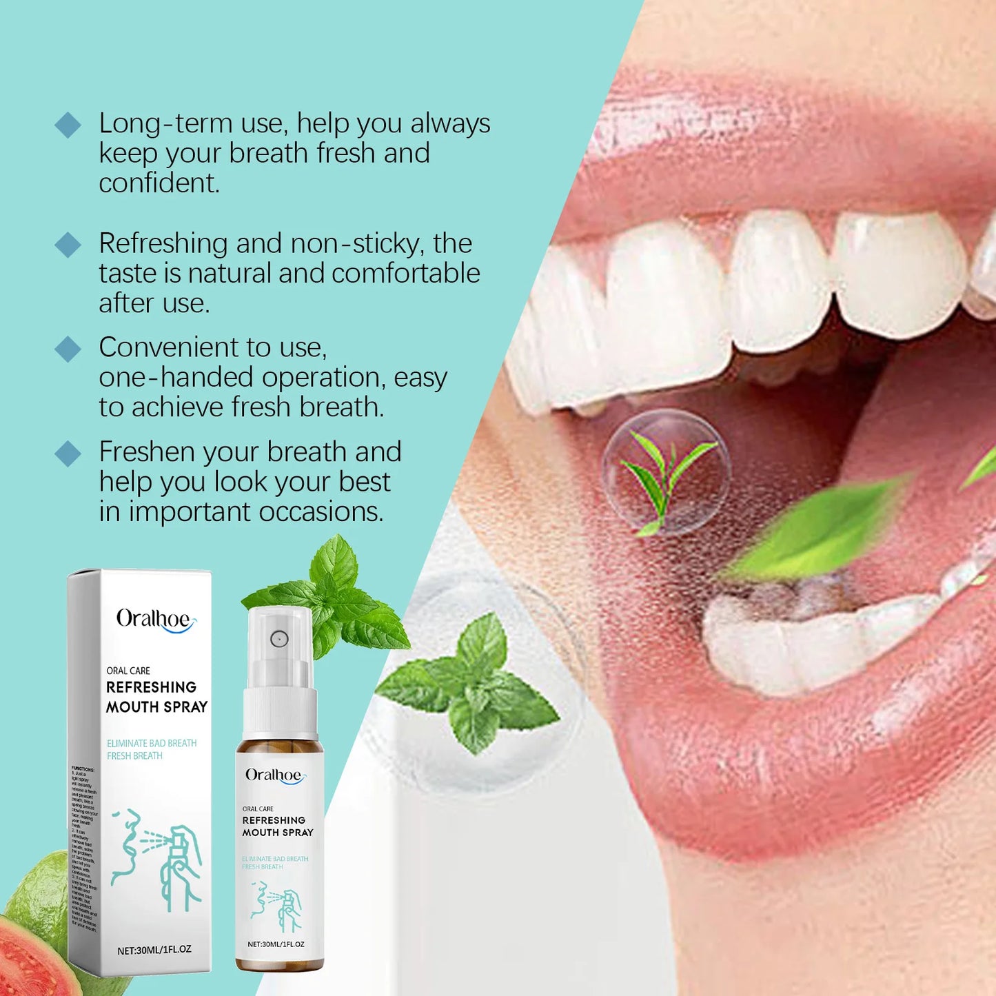 Breath Freshener Spray Remove Bad Breath Long Lasting Fresh Portable Mouthwash Oral Health Care Mint Flavor Mouth Cleaning Spray