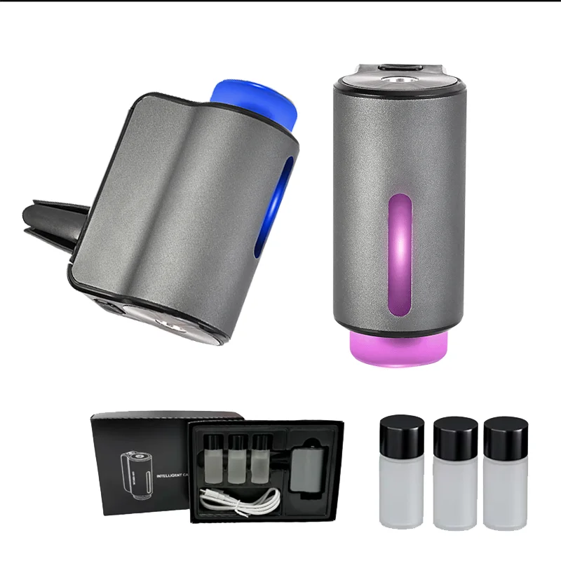Car Air Freshener, Three Adjustable Modes Intelligent Car Aroma Diffuser, Rechargeable Car Aroma Diffuser, Black