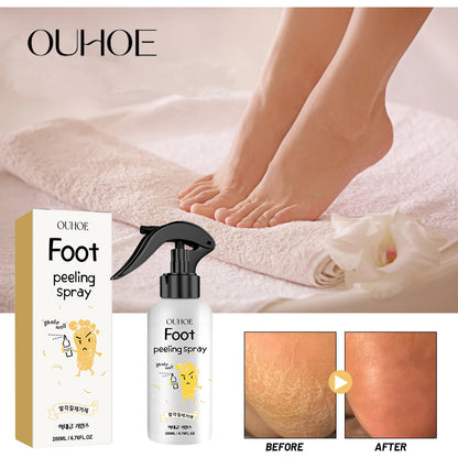 Ouhoe Foot Exfoliating Spray 72H Moisture Lock Callus Softener Anti Dry Crack Repair Odor Control Brightening Foot Care Liquid