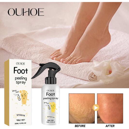 Ouhoe Foot Exfoliating Spray 72H Moisture Lock Callus Softener Anti Dry Crack Repair Odor Control Brightening Foot Care Liquid