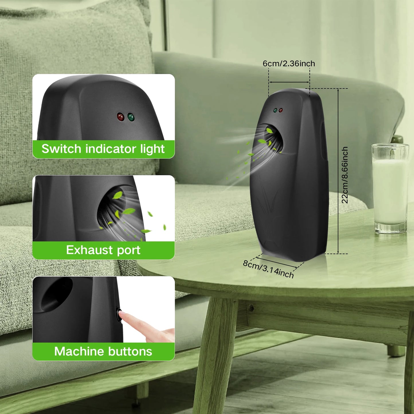 2Pcs Air Fresher Spray Dispenser Household Wall-mounted Automatic 3  Adjustable Mode  Aroma Diffuser Toilet Room Odor Eliminator