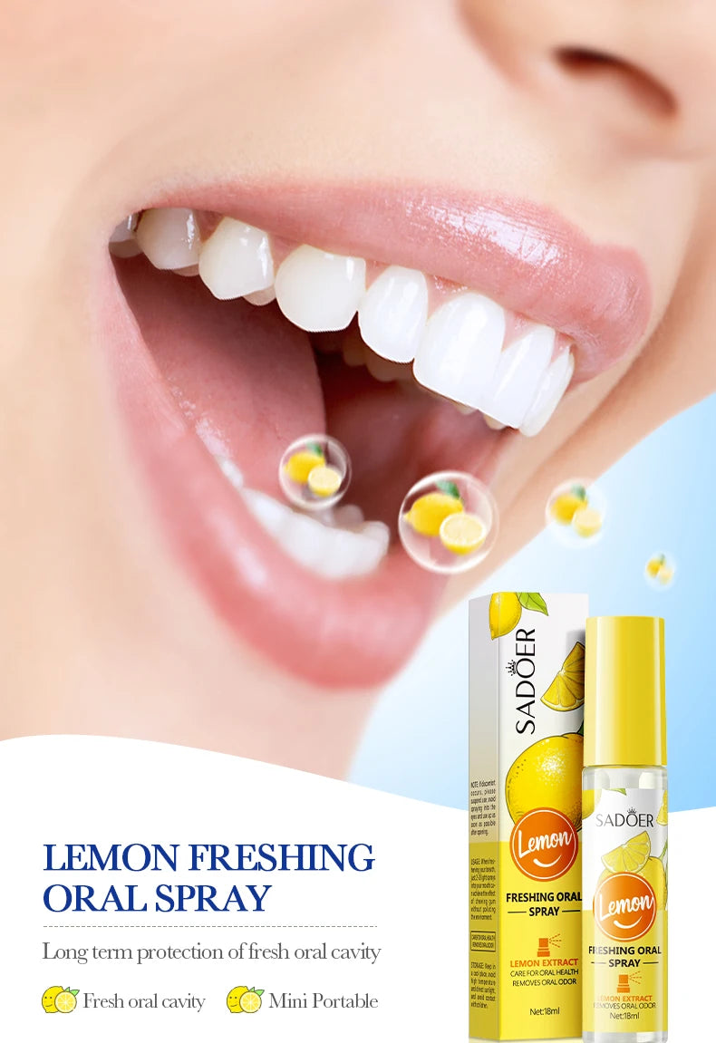 18ML Lemon Oral Fresh Mouth Spray Fresh Breath Eliminate Bad Breath Spray Deodorant Persistent Protable Fragrance No Alcohol