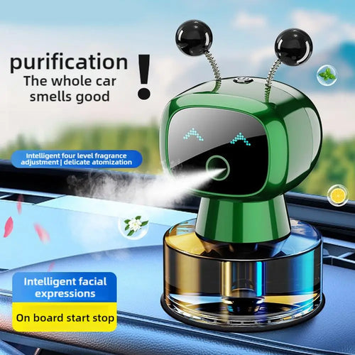 Smart Rechargeable Car Air Freshener,Automatic Aromatherapy Diffuser With Robotic Design,Auto-Spray&Ignition Sensing,Car Decor