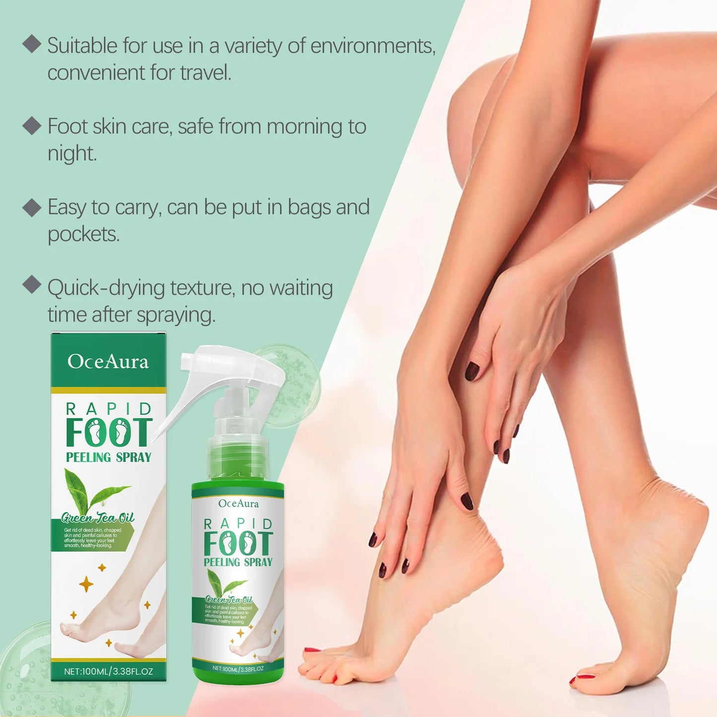 Foot Peeling Spray Improve Heel Cracking Repair Cough Dryness Rermove Dead Skin Exfoliation Antiperspirant Foot Moisture Spray