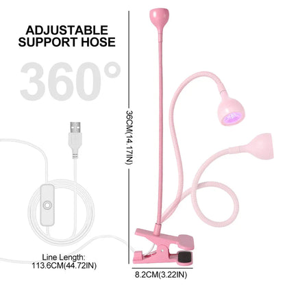 Nail LED UV Lamp for Drying Gel Nails Polish Clip-On Flexible Desk Mini Portable USB Nail Lamp UV Light Dryer for Manicure Salon
