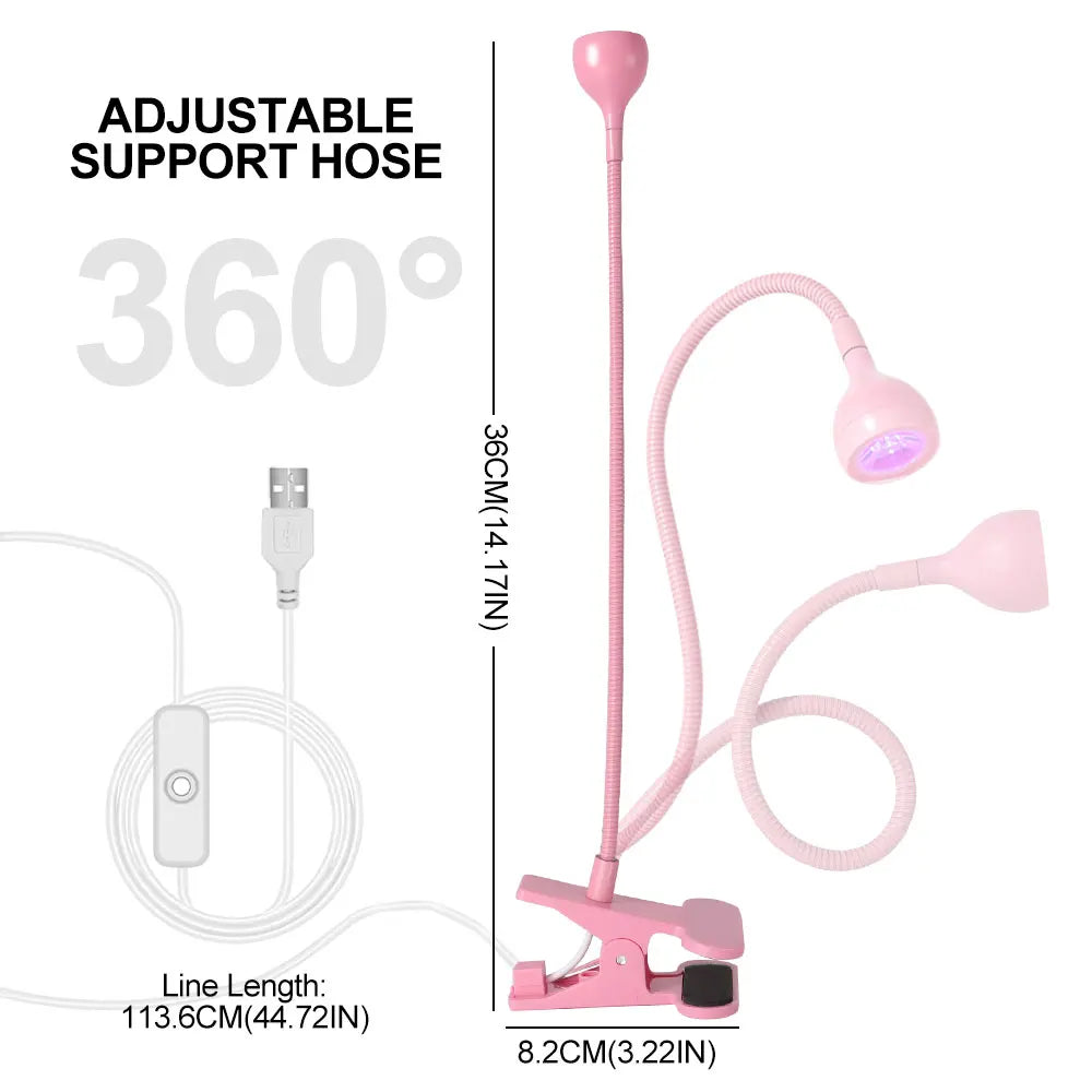 Nail LED UV Lamp for Drying Gel Nails Polish Clip-On Flexible Desk Mini Portable USB Nail Lamp UV Light Dryer for Manicure Salon