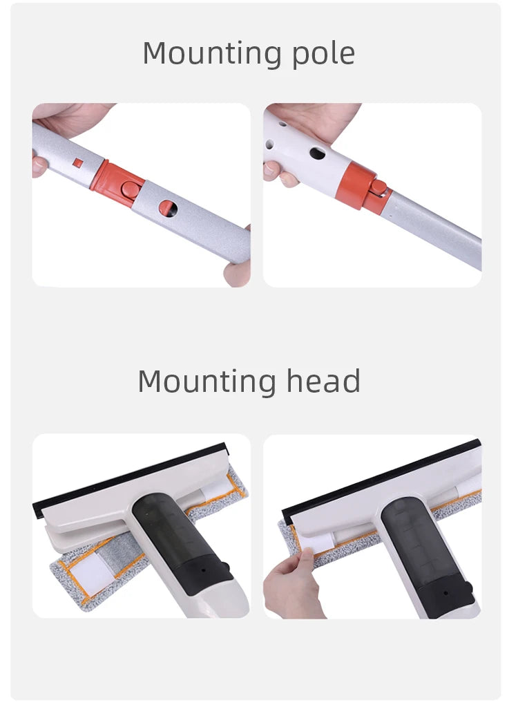 Household Multifunctional Window Cleaner Glass Spray Mop Glass Wiper With Silicone Scraper Floor Cleaning Mop Window Washer