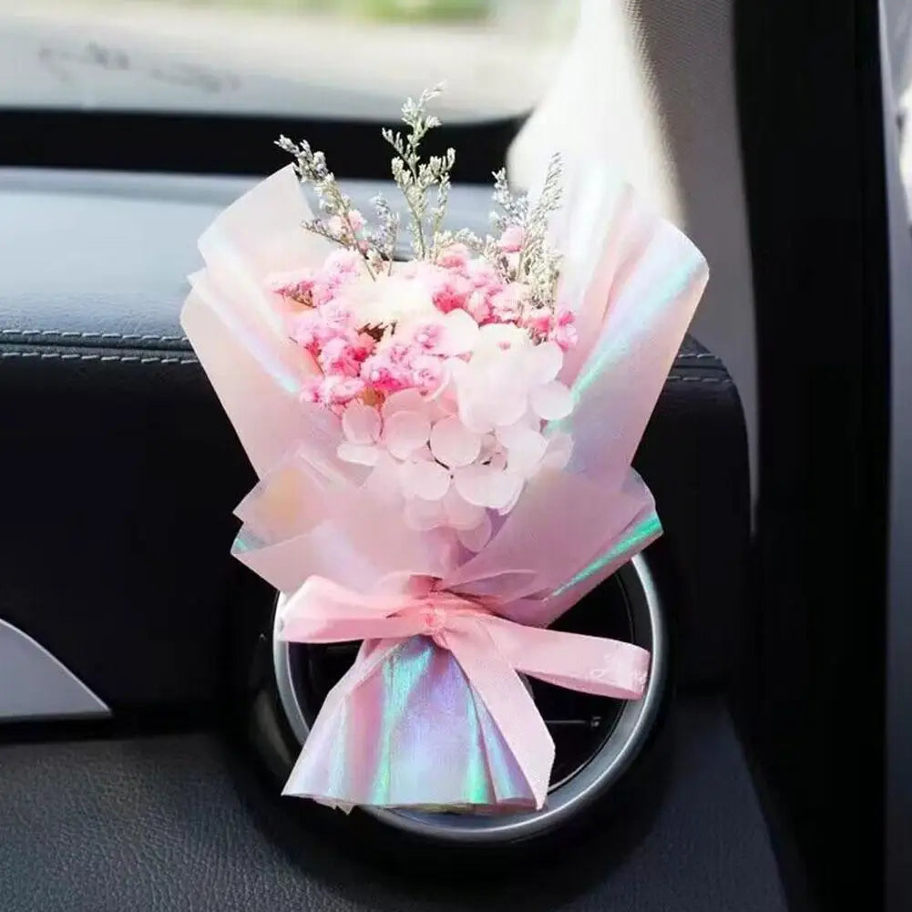 Dried Flower Car Air Freshener Car Air Outlet Aromatherapy For Girls Bouquet Auto Vent Clip Car Accessories Car Decoration