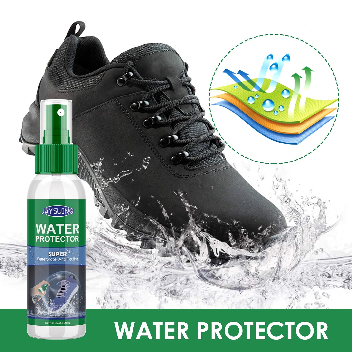 Waterproof Shoe Spray Stain Repellent Anti-Oil Hydrophobic Protection Outdoor Shoe Cover Protector for Footwear