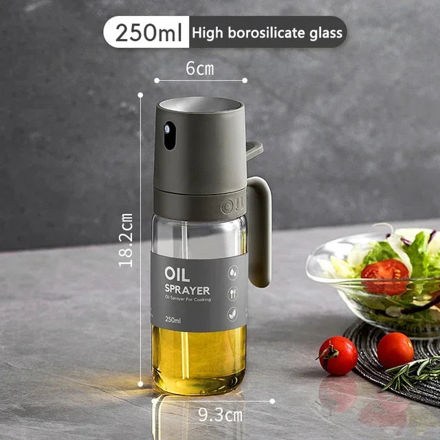 Kitchen Glass Oil Sprayer Bottle 250ml No-Drip Spout Heat-Resistant Glass for Salad Baking BBQ Baking Picnic Kitchen Tool