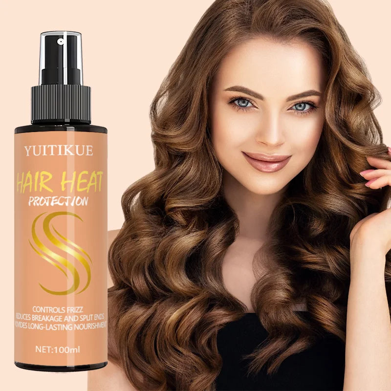 Hair heat care spray, anti-frizz, long-lasting styling, adds volume, nourishes hair, fresh shine, silky hair styling spray.