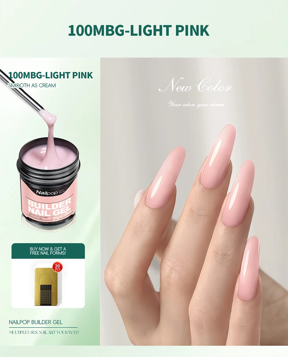 Nailpop Professional Builder Gel UV Hard Gel for Nail Strengthen Quick Building Long Lasting Soak Off Extension Gel 30/100g