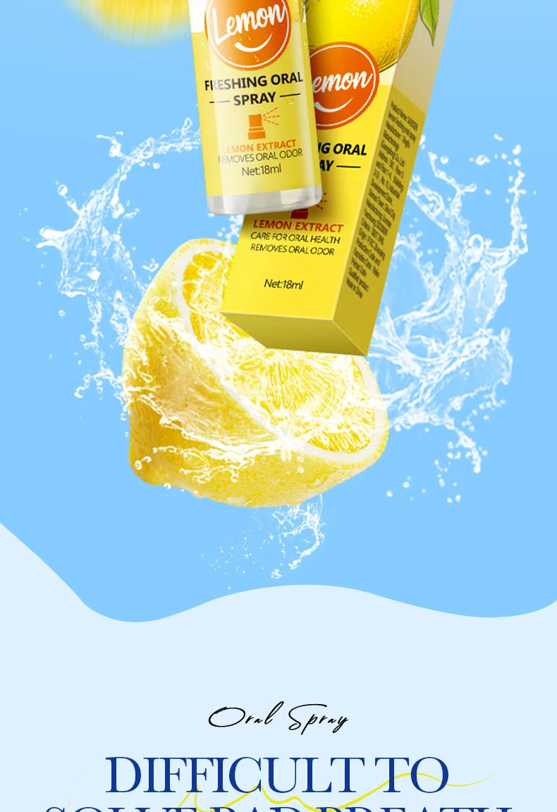 18ML Lemon Oral Fresh Mouth Spray Fresh Breath Eliminate Bad Breath Spray Deodorant Persistent Protable Fragrance No Alcohol