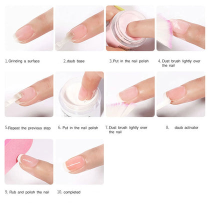 Dip Powder Nails Acrylic Dipping Powder Liquid Set with Base/Top Coat Activator for French Nail Art Manicure DIY Salon Gifts