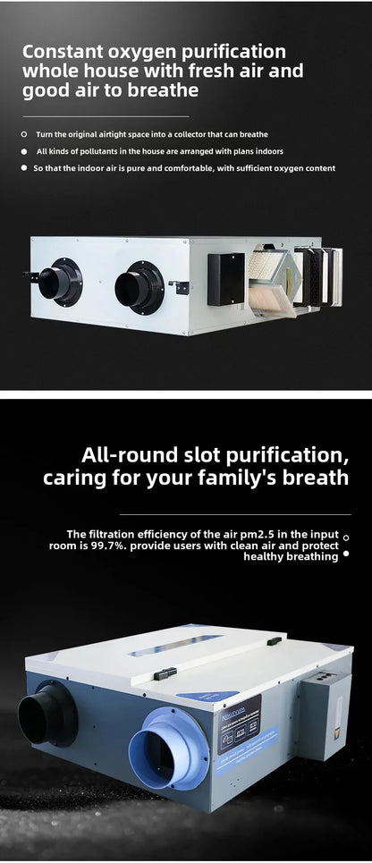 Fresh Air Ventilator, Fresh Air System Commercial Household Silent Two-way Flow Whole House Indoor Ducted Air Supply And Exh