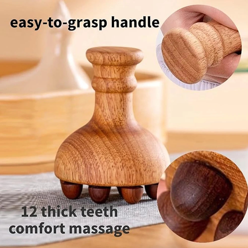 Therapy Massage Tools | Wooden Mushroom Massager | Lymphatic Drainage Massager Wood | Maderoterapia kit |Meridian Pressure Brush
