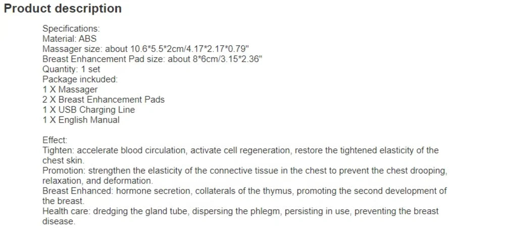 Breast Enlarging Massager for Scientific Shape and Healthy Breast & Breast Enhancement Instrument