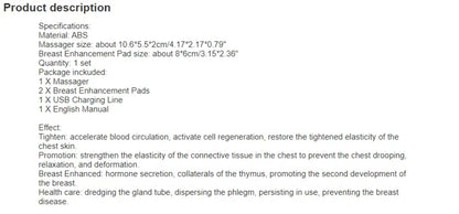 Breast Enlarging Massager for Scientific Shape and Healthy Breast & Breast Enhancement Instrument