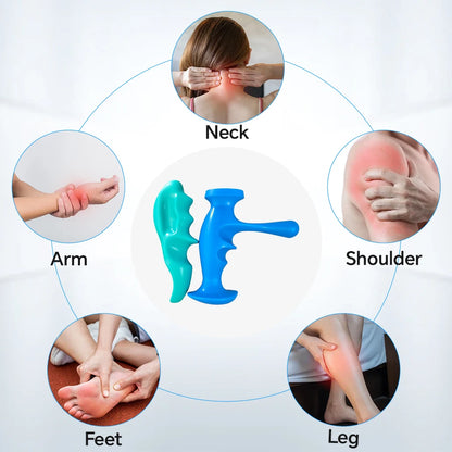 Portable Hand-Held T-Shaped And Thumb Massagers Press Trigger Points All Over The Body To Manually Relax Deep Muscle Tissue