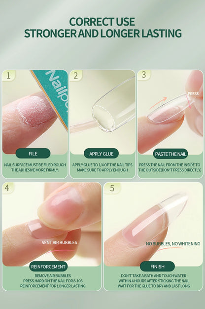 Nailpop 15ml Brush On Nail Glue Easy Application Long-Lasting Super Strong Nail Bond for Acrylic Nails Nail Tips Press On Nails