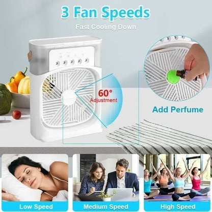 Home - Friendly Portable Fan Air Conditioner: 3 - in - 1 Design with Humidifier USB Electric LED Night Light