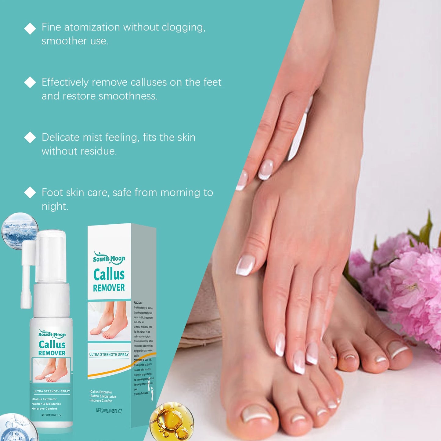 Foot Peeling Spray Exfoliating Calluses Remove Dead Skin Moisturizing Nourishing Reduce Dryness Anti Cracked Smoothing Feet Care