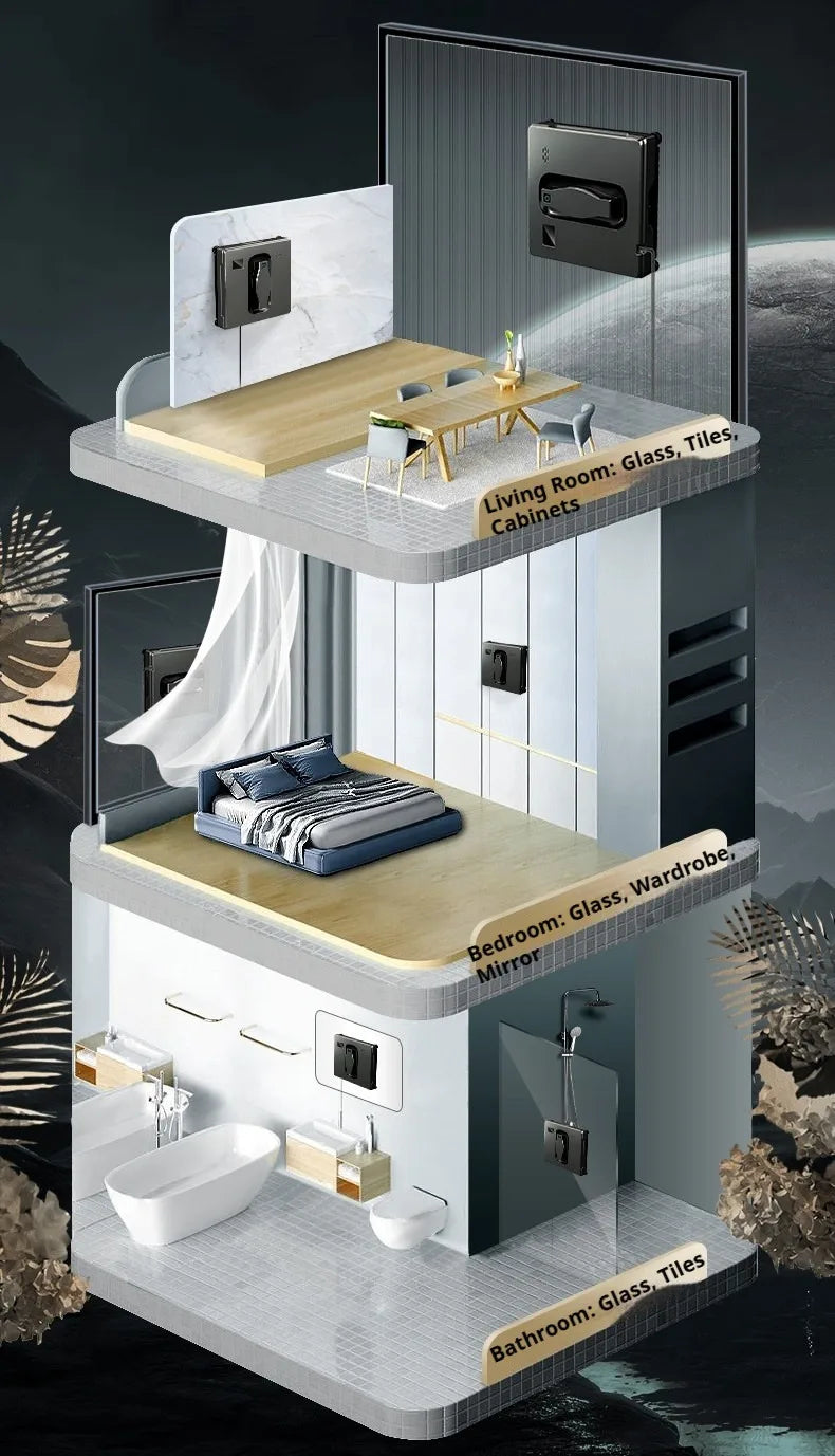Window Cleaning Robot Battery-Four Spray Heads,Automatic Window Cleaner,Smart Home For Clean Glass,Home,Tile To Clean Tiles