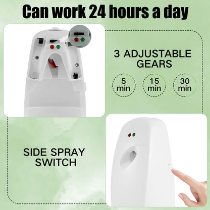 2Pcs Air Fresher Dispenser Wall-Mounted 300ML Liquid Automatic Perfume Spray WIth 3 Adjustable Mode for Home Fragrance Dispenser