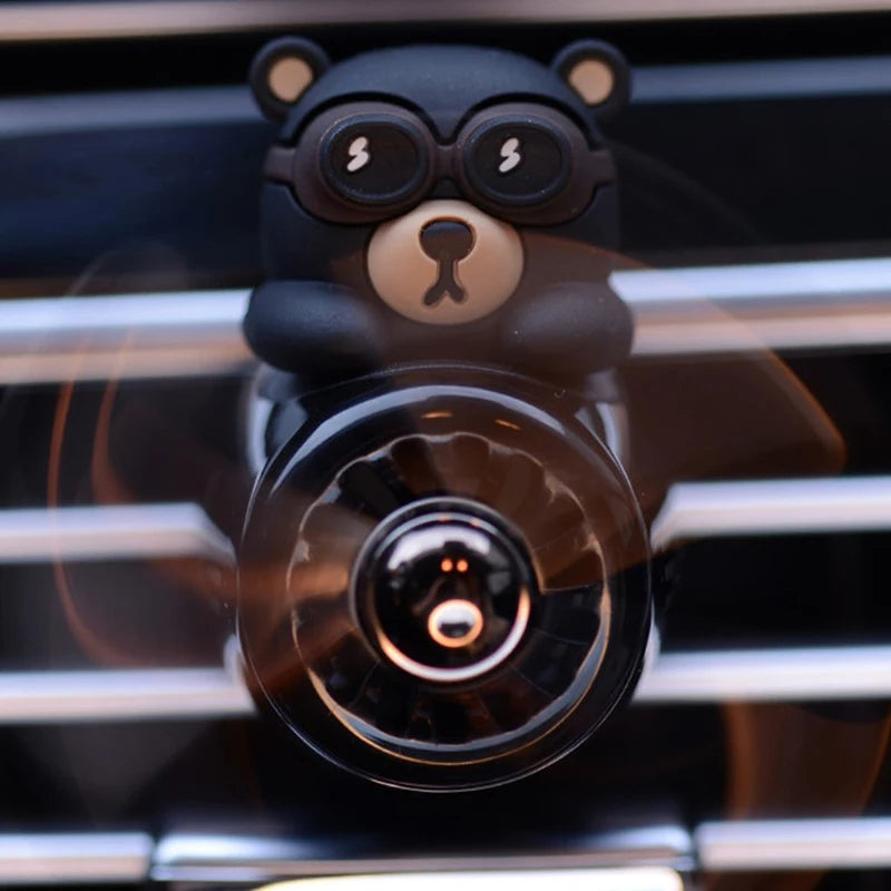 1Pc Car Air Freshener Aromatherapy Rotating Propeller Air Outlet Fragrance Flavor Bear Car Accessories