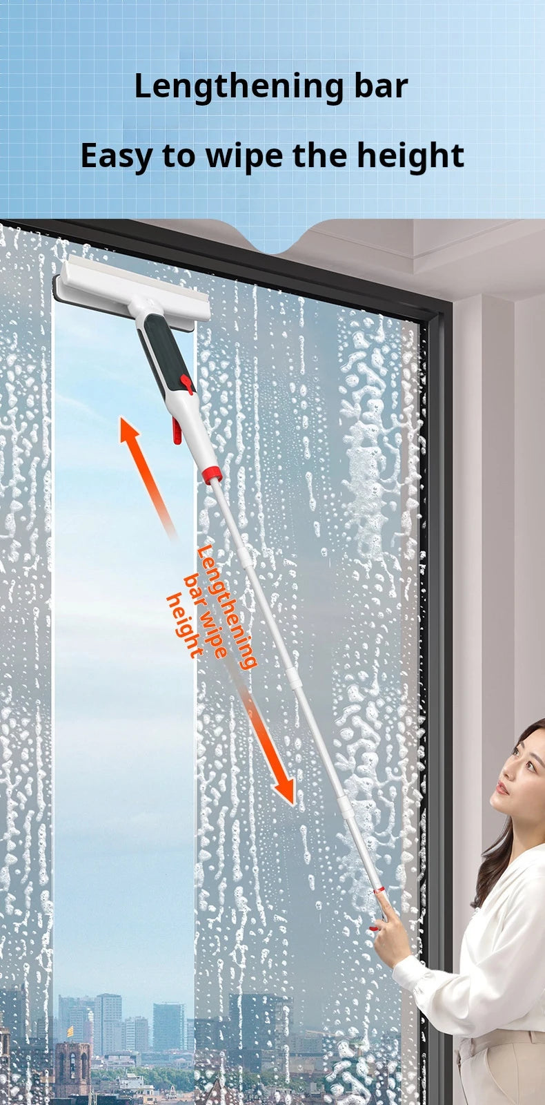 Household Multifunctional Window Cleaner Glass Spray Mop Glass Wiper With Silicone Scraper Floor Cleaning Mop Window Washer