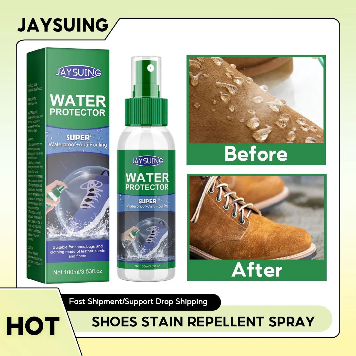 Waterproof Shoe Spray Stain Repellent Anti-Oil Hydrophobic Protection Outdoor Shoe Cover Protector for Footwear