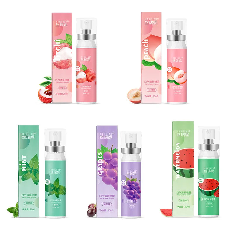 Oral Freshening Spray Natural Fruity Flavor Freshener Spray Oral Care Spray Portable Long-lasting Remove Oral Odor for Smoker