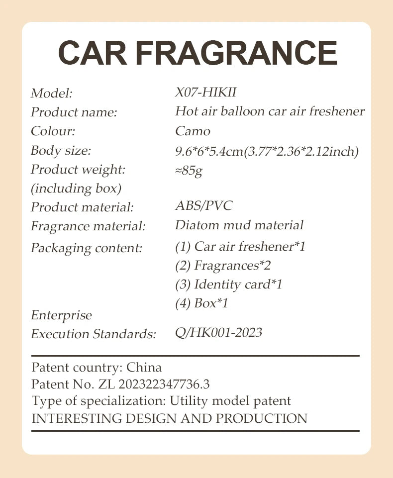 Hot air balloon bear car air freshener hanging accessories perfume fragrance diffuser decoration rearview mirror pendant hanger