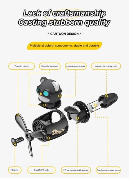 New Car Air Freshener Cute Cartoon Pilot Car Interior Perfume Diffuser Outlet Rotating Propeller Outlet Fragrance Car Perfume