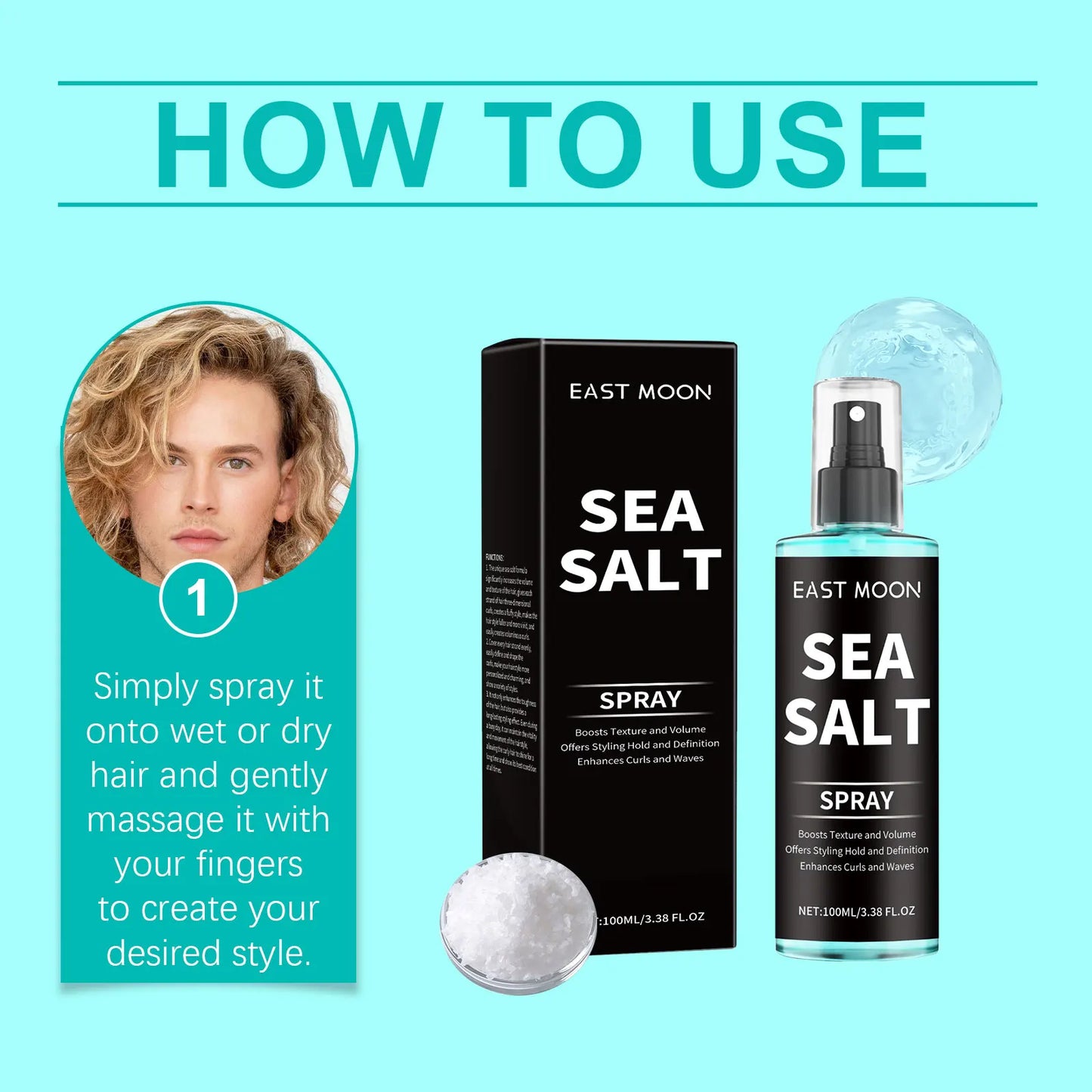 Sea Salt Texturizing Spray For Hair-Volumizing Curl Enhancing Spray Lightweight Hold, Adds Beachy Waves, Natural Matte Finish