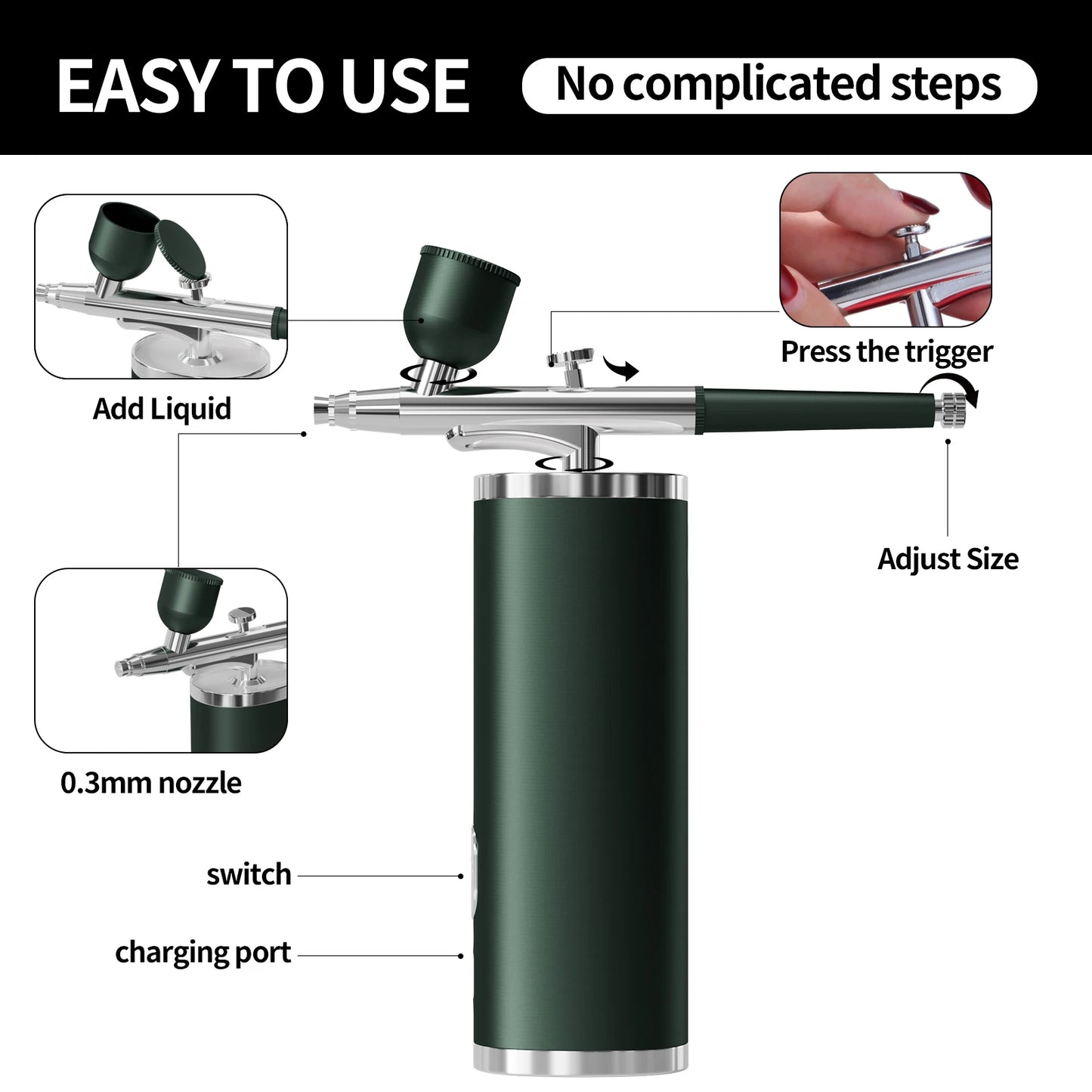 Nail Spray Gun Professional Nail Art Airbrush Gun Spray Painting Tool for Nail Art