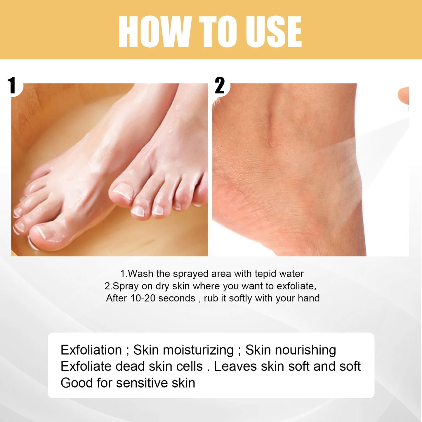 Foot Exfoliating Spray Repair Brightening Anti-Drying Crack Peeling Dead Skin Calluses Odor Removal Whitening Feet Care Liquid