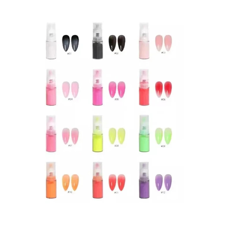 12 Color New Nails Spray Powder Gradient Ombre Nails Glitter Powder Spray Bottle Quick Drying Colorful Spray Powder Nails Care