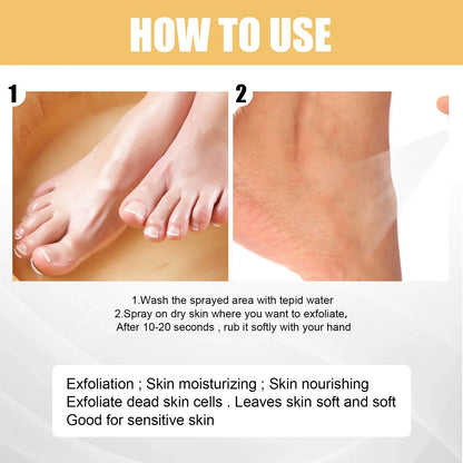 WhiteningFoot Exfoliating Spray Moisture Lock Callus Softener Anti Dry Crack Repair Odor Control Brightening Foot Care Liquid