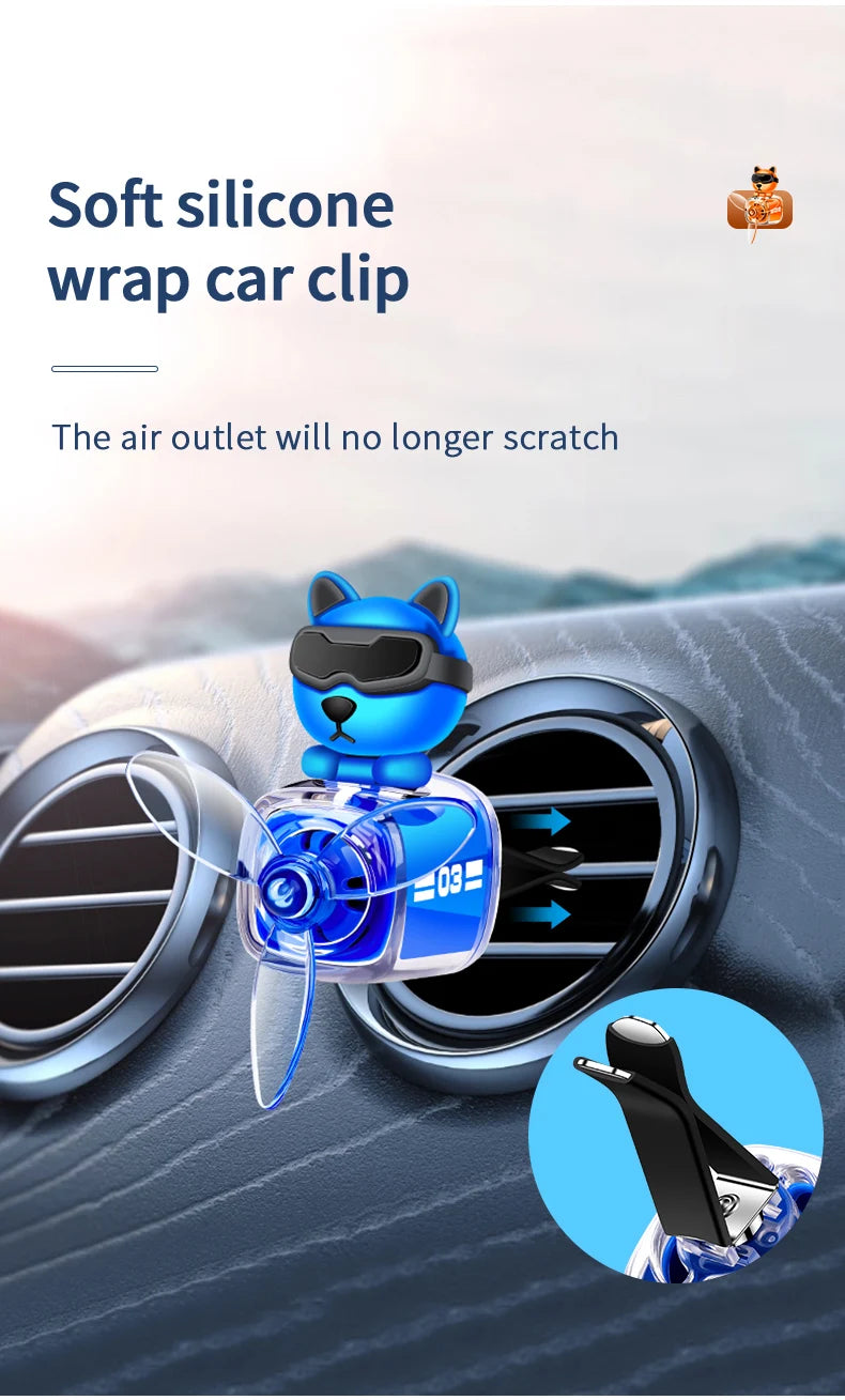 Car Air Outlet Fragrance Diffuser Conditioning Aromatherapy Perfume Clip Dog With Sunglasses Car Decoration Air Freshener
