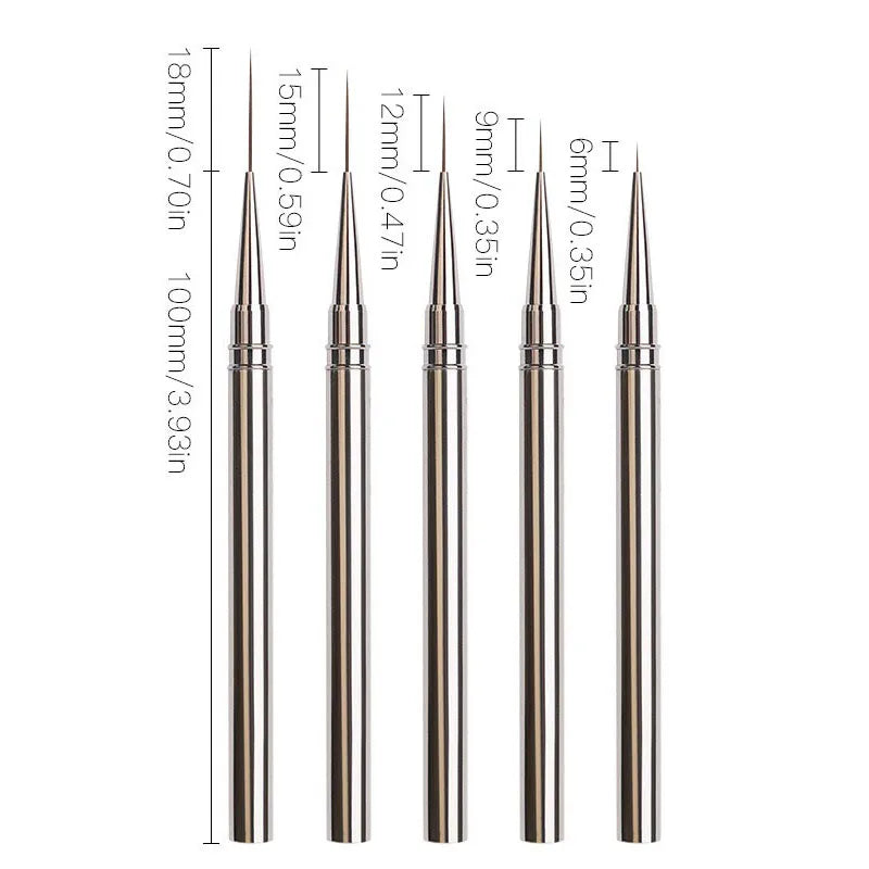 Nails Art Liner Brushes Striping Drawing Elongated Lines Painting 6/9/12/15/18mm Nail Professional Manicure Tool ZJS02